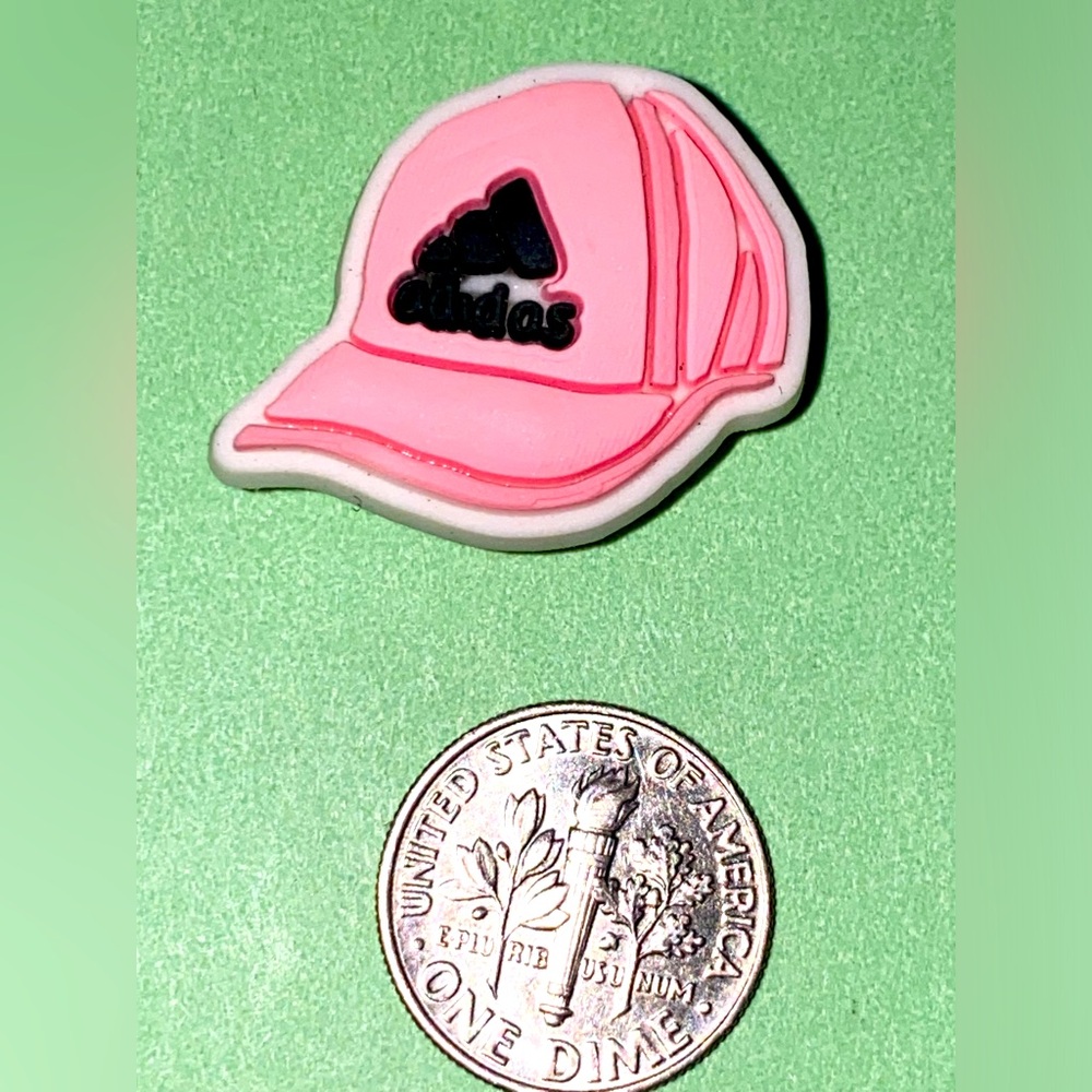 (10 for $15) Woman's Adidas Pink & Black Cap Croc Shoe Charms